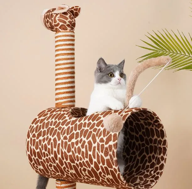 Customize OEM Giraffee Cat Toy and Cat Tree with Cat Tunnel for Pet Supplies