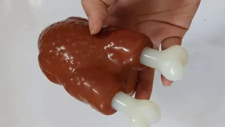 Atacado Peito de Frango Forte Formato da Perna Segurança Durável Interativo Borracha TPR Nylon Limpeza Sabor de Carne Brinquedo para Cão Suprimentos para Animais de Estimação Brinquedos Imitados