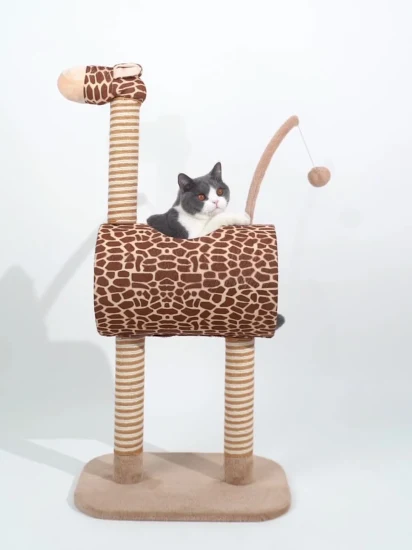 Brinquedo de gato girafa OEM personalizado e árvore de gato com túnel de gato para suprimentos para animais de estimação