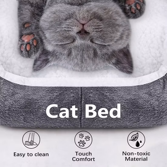 Cama quadrada para animais de estimação de pelúcia para cães camas para gatos Colchão quadrado de cor sólida Suprimentos para animais de estimação